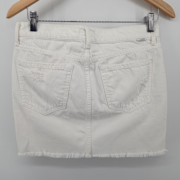 Mother Denim Peg Mini Fray Skirt Party Crashers White Distressed Size 27 - Picture 2 of 7